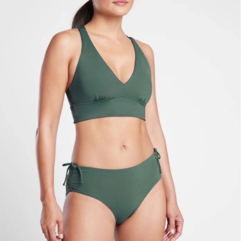 Athleta A-C Green Longline Plunge Bikini size small - Picture 1 of 6